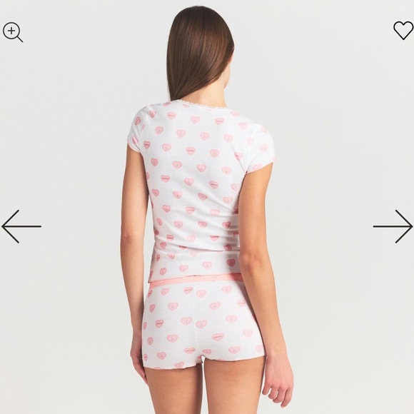 Skims Women’s White & Pink Heart Print Set - Picture 2 of 3